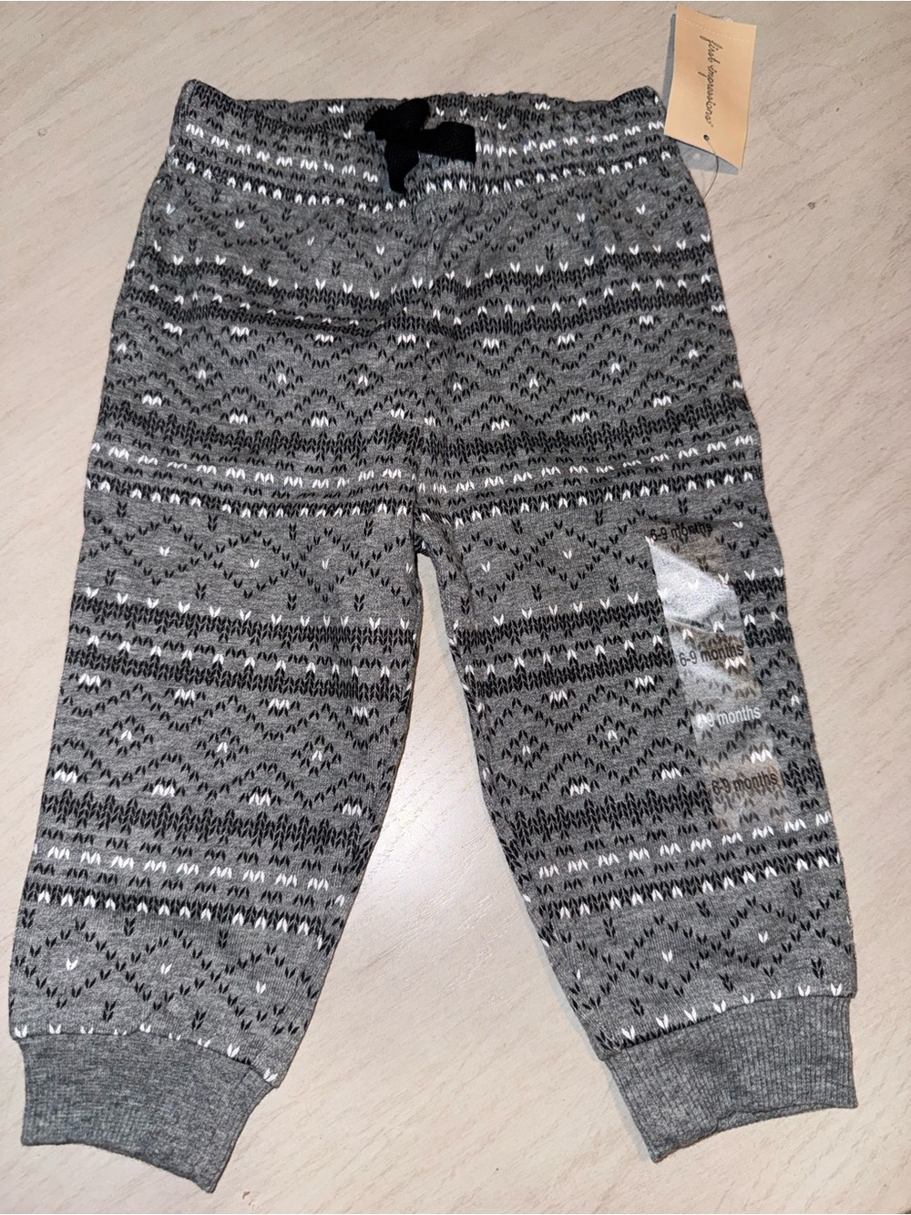 First Impressions Gray Patterned Knit Joggers